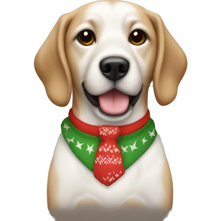 Dog with Christmas shirt emoji