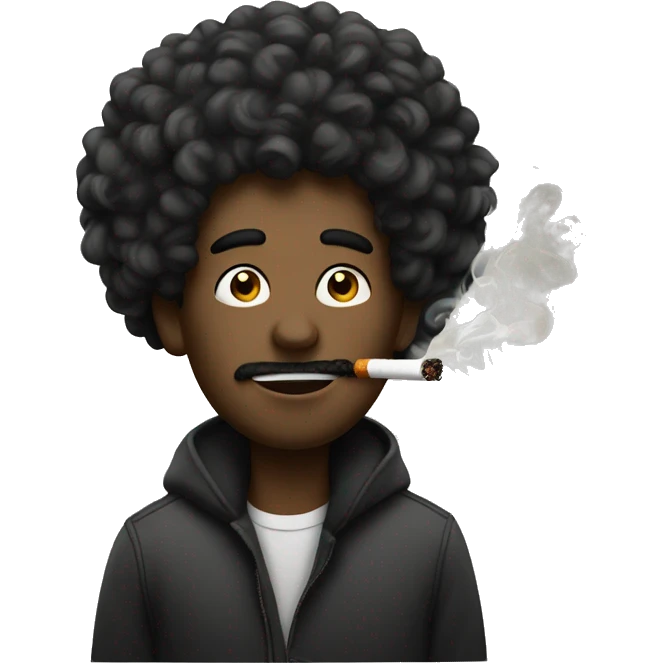Curly black headed guy smoking a cigarette emoji