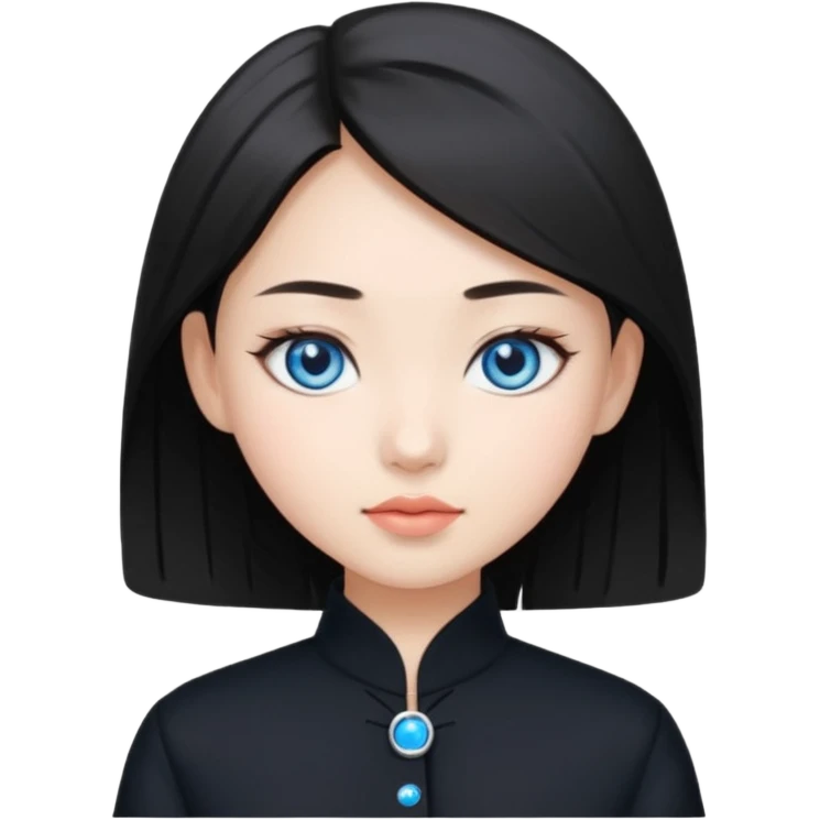Asian girl blue eyes in black fashion  emoji