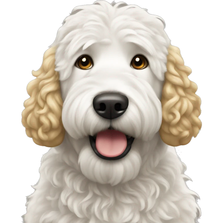 White Santa with golden doodle emoji