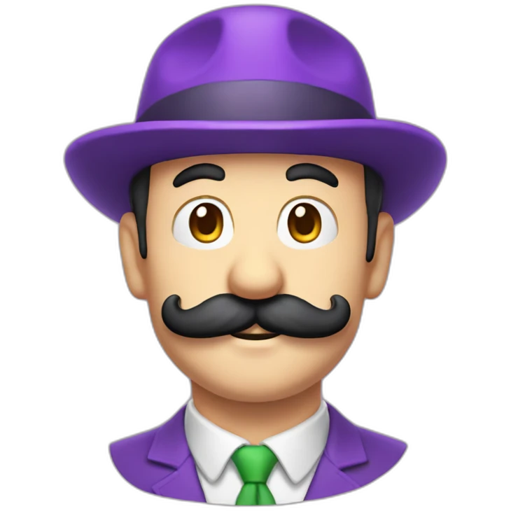 Luigi en violet avec une moustache en w emoji