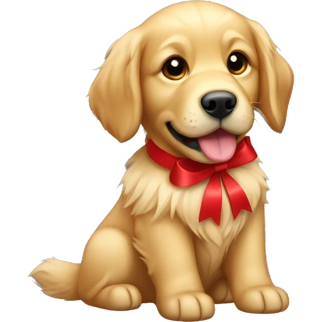 a golden retriever with a red bow emoji