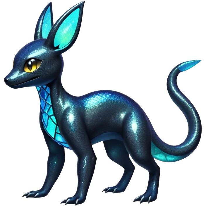 Sparkly Iridescent Shiny Salandit-Umbreon-Fakémon-hybrid-creature (full body)  emoji