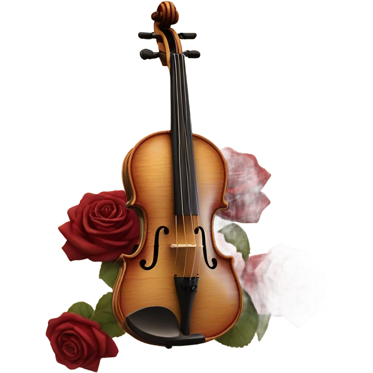 vintage violin and beige red roses emoji
