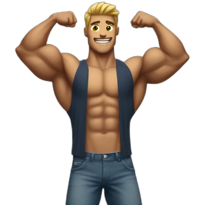 muscular guy flexing his muscles emoji
