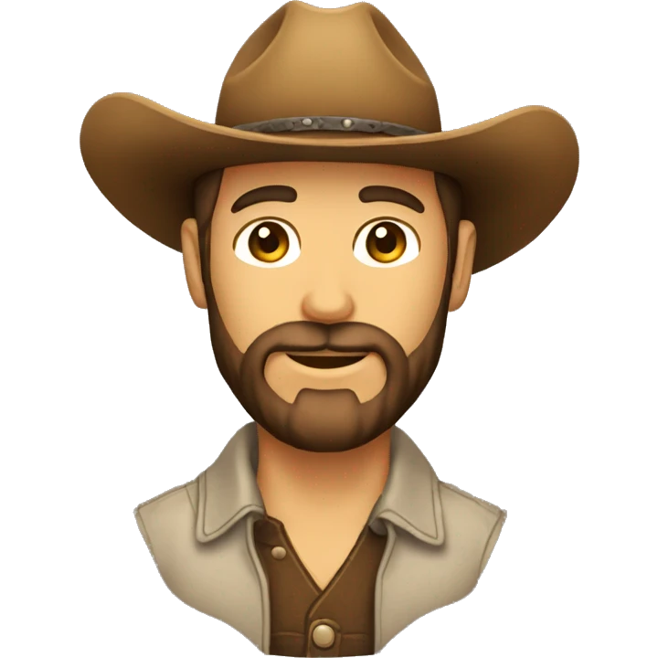 Crea un emoji de una cara DE UNA chico con barba con sombrero de vaquero  emoji