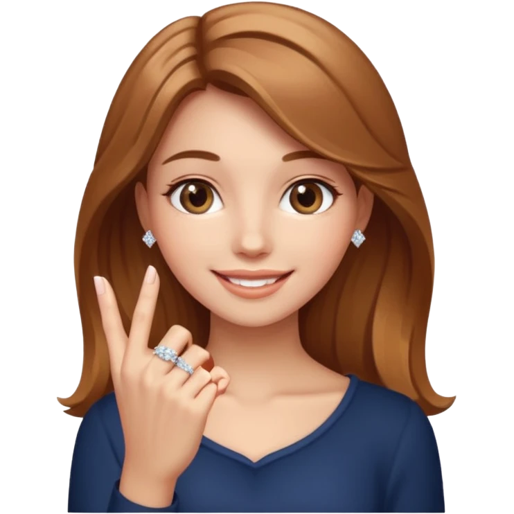 Make a girl beaming showing off a big diamond ring on her finger emoji