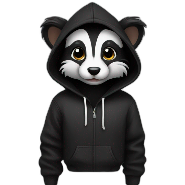 skunk with a Black hoodie emoji