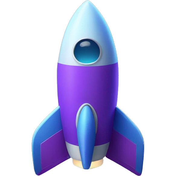 purple rocket with blue window emoji