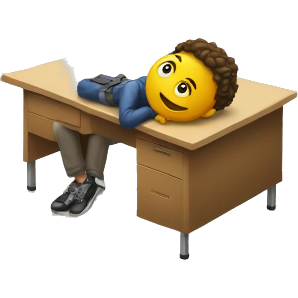 student lies down on a school desk emoji