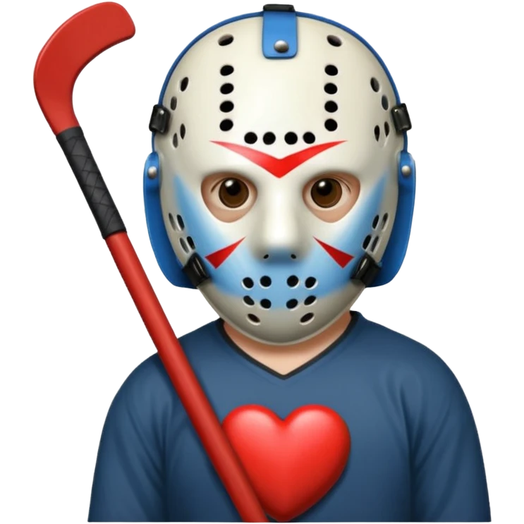 Jason Voorhees, looking cute, heart-shaped hands emoji