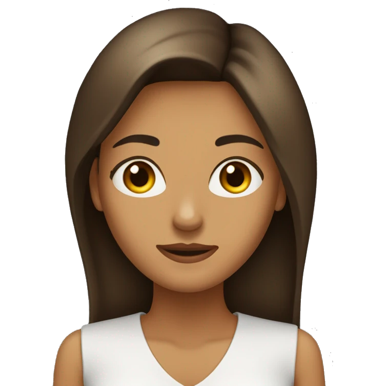 MUJER DE ROSTRO OVALADO, PELO CASTAÑO LARGO, OJOS MARRON OSCURO emoji