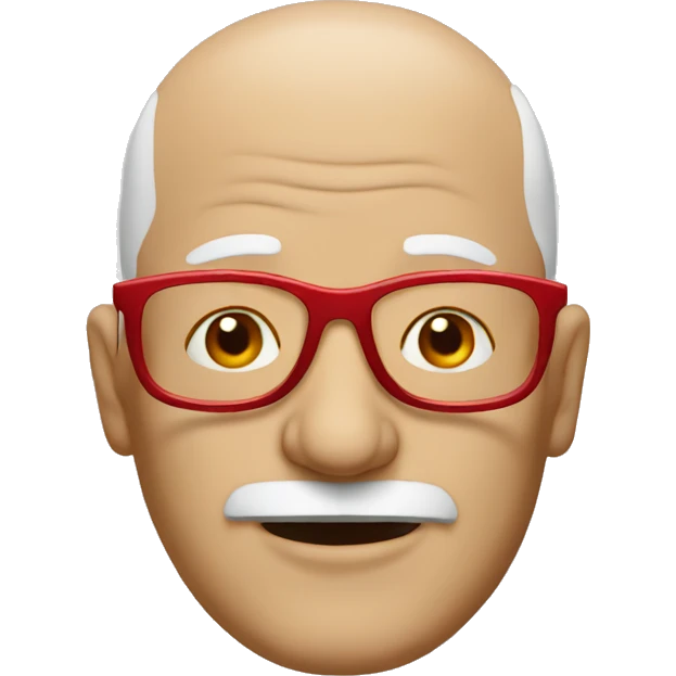 Old and bald man with red glasses emoji