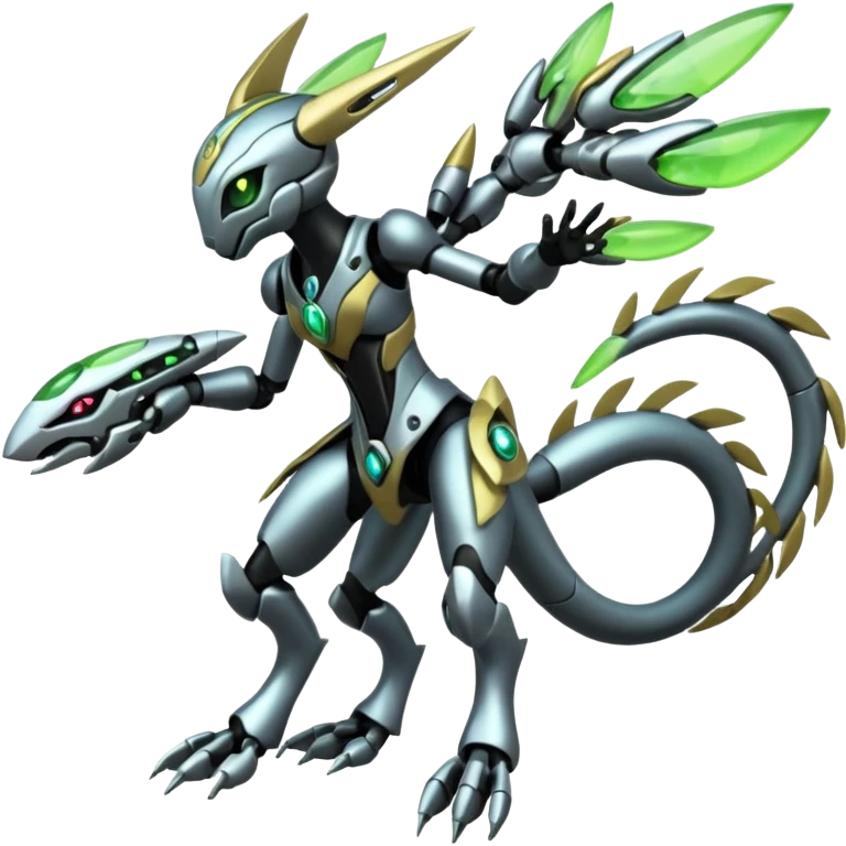  Exotic Organic Mechanical Futuristic Cyborg-Cyber-Meloetta-Zygarde-Zeraora-Protogen-Palkia-hybrid-fusion-Fakémon-creature, full body emoji