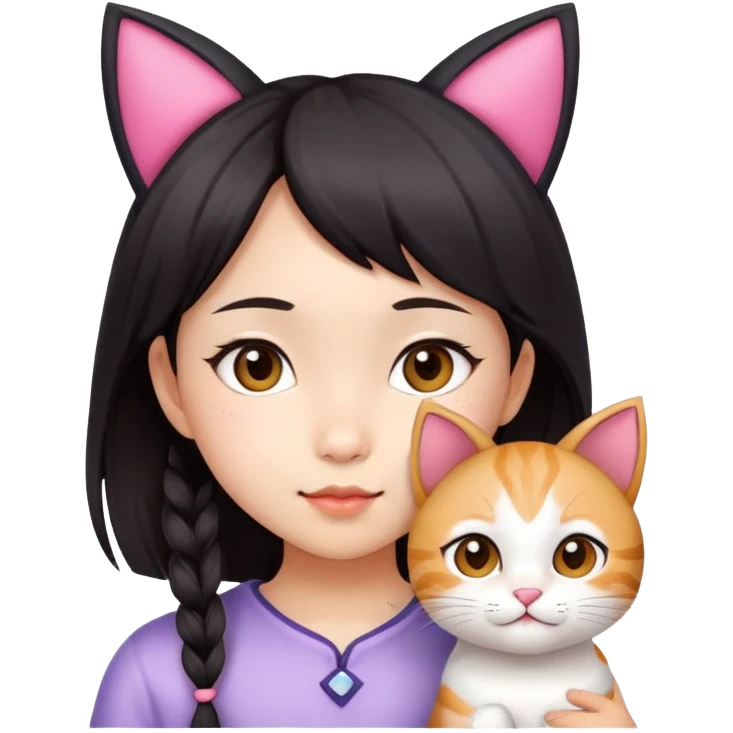 Little asian girl with cat ears emoji