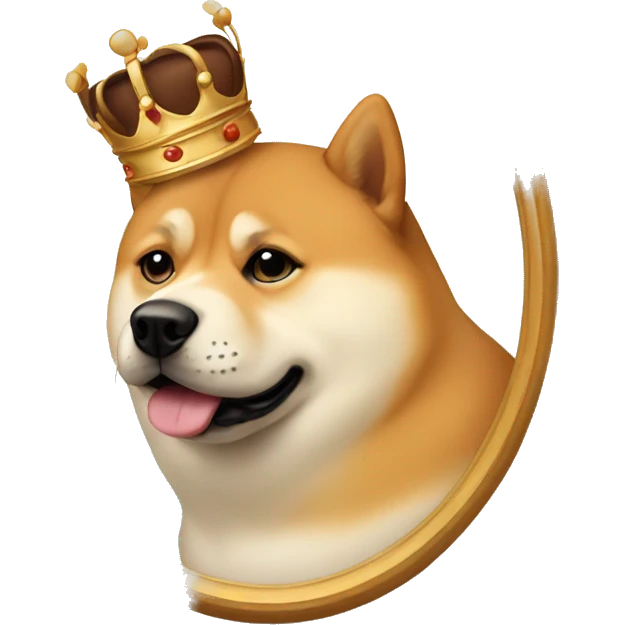 protrait side view of a cute fat doge with bronze crown emoji