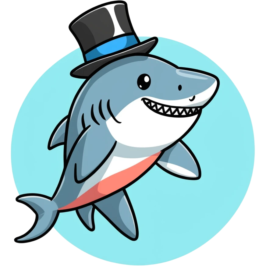 Shark with a top hat emoji