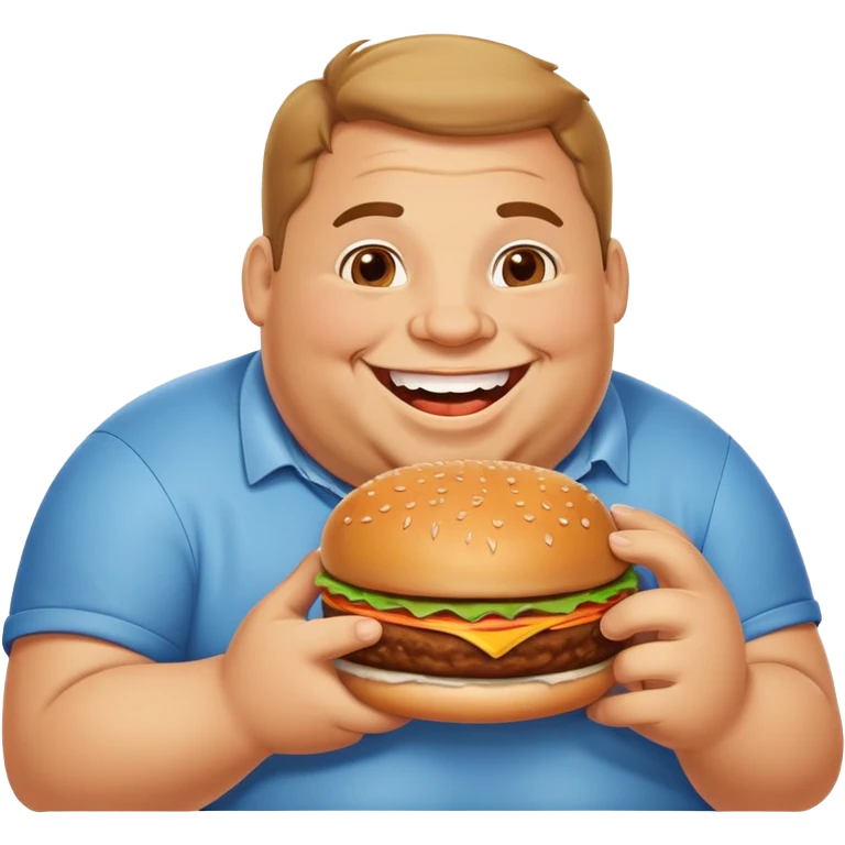 fat man eating burger emoji