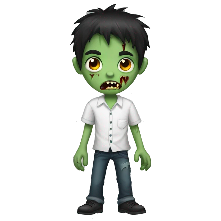 boy zombie with dark hair and white shirt emoji