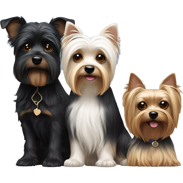 Husband, wife, Yorkshire terrier and black dog with white breasts emoji