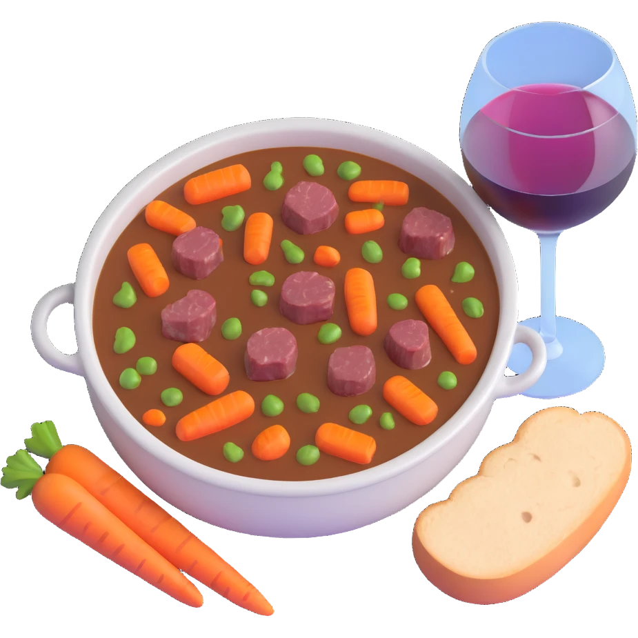 boeuf bourguignon french beef stew with carrots and wine emoji