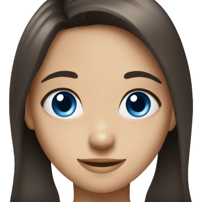 smiling girl with dark brown hair and blue eyes emoji