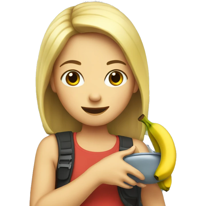 girl outdoors with car eating a banana emoji