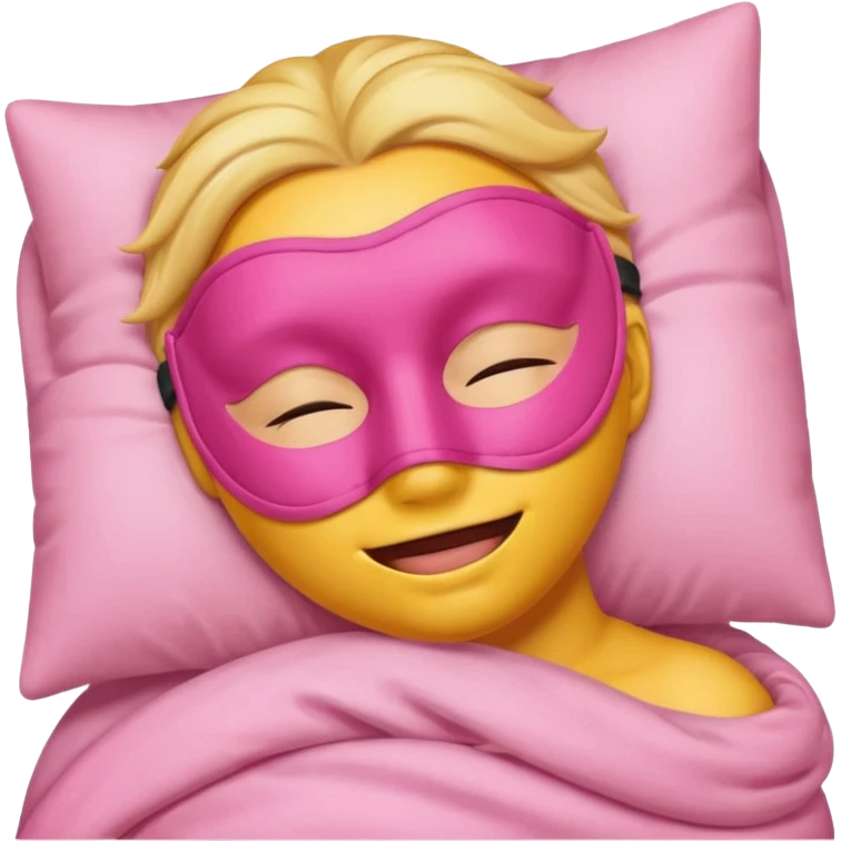sleeping emoji with pink mask emoji