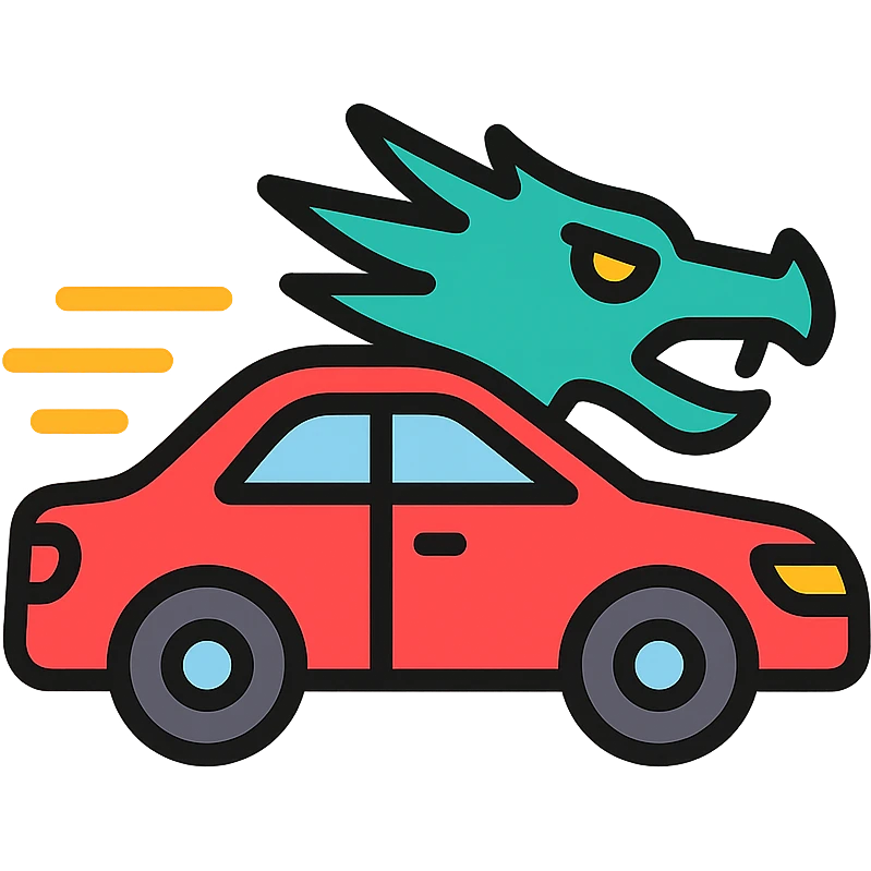colored icon of a swift car with dragon-like features emoji