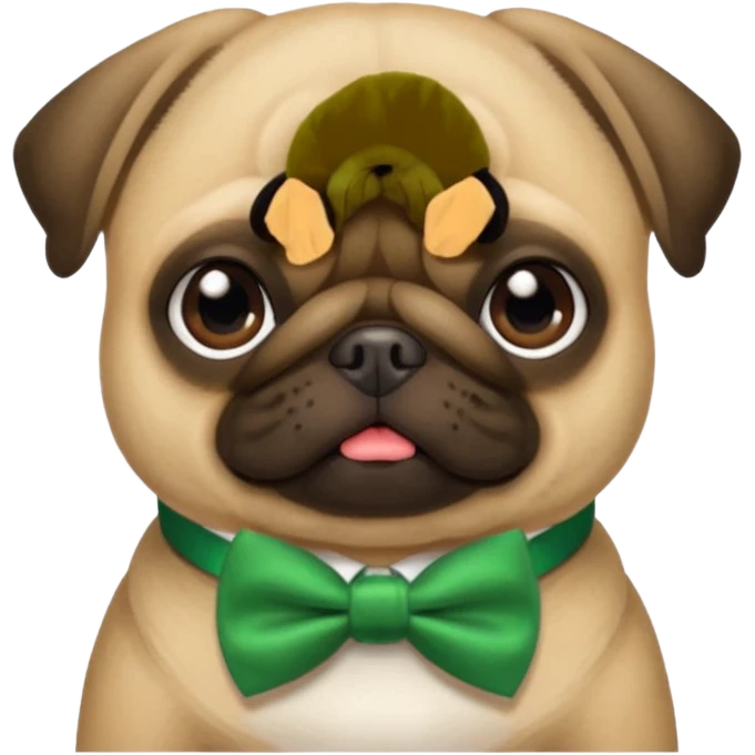 pug with green bow tie emoji
