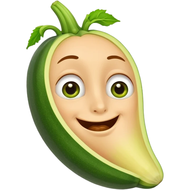 cartoon character with a green zucchini nose, exaggerated and humorous emoji