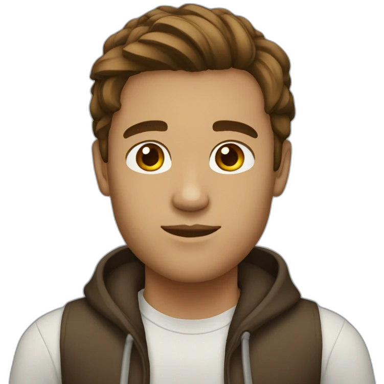 Man middle long brown hair light skin emoji