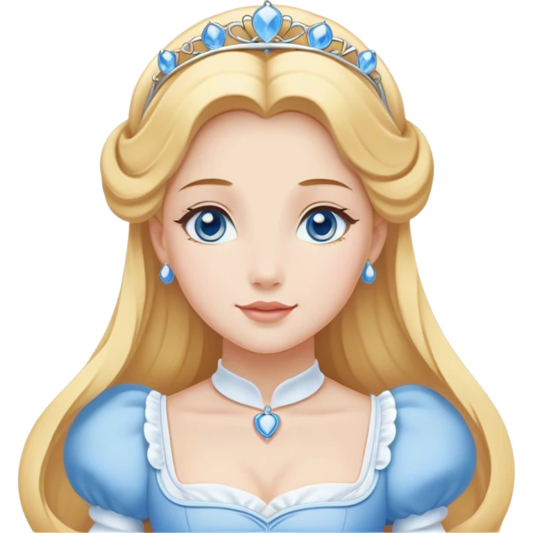 Cinematic Elegant Cinderella Portrait Emoji, Graceful and poised in her classic maid attire, golden locks cascading softly, bright blue eyes full of hope, a gentle glow of kindness and determination, delicate and humble yet undeniably beautiful, evoking the moment before her magical transformation, pure enchantment in her gaze! emoji