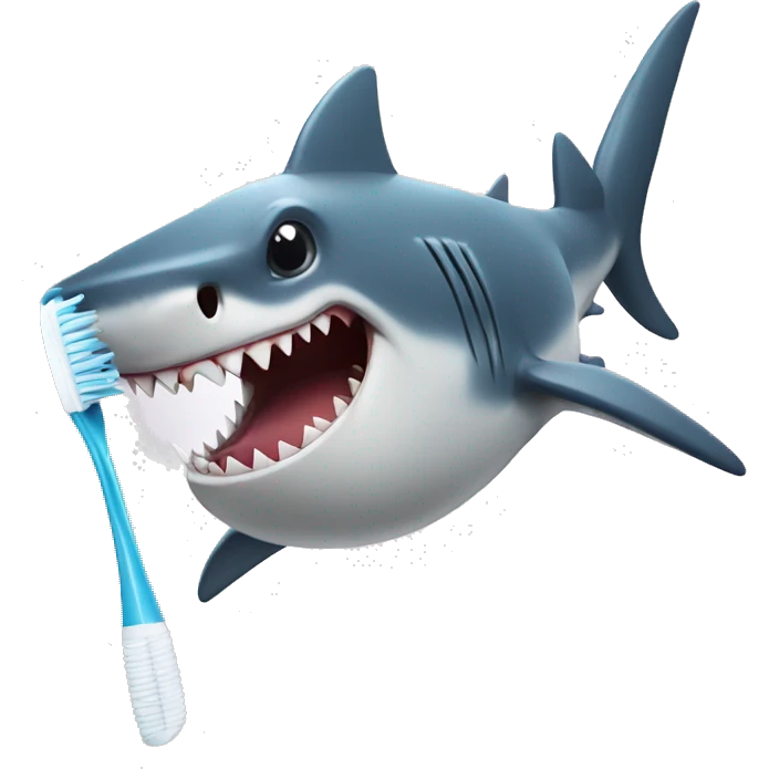 shark with toothbrush emoji