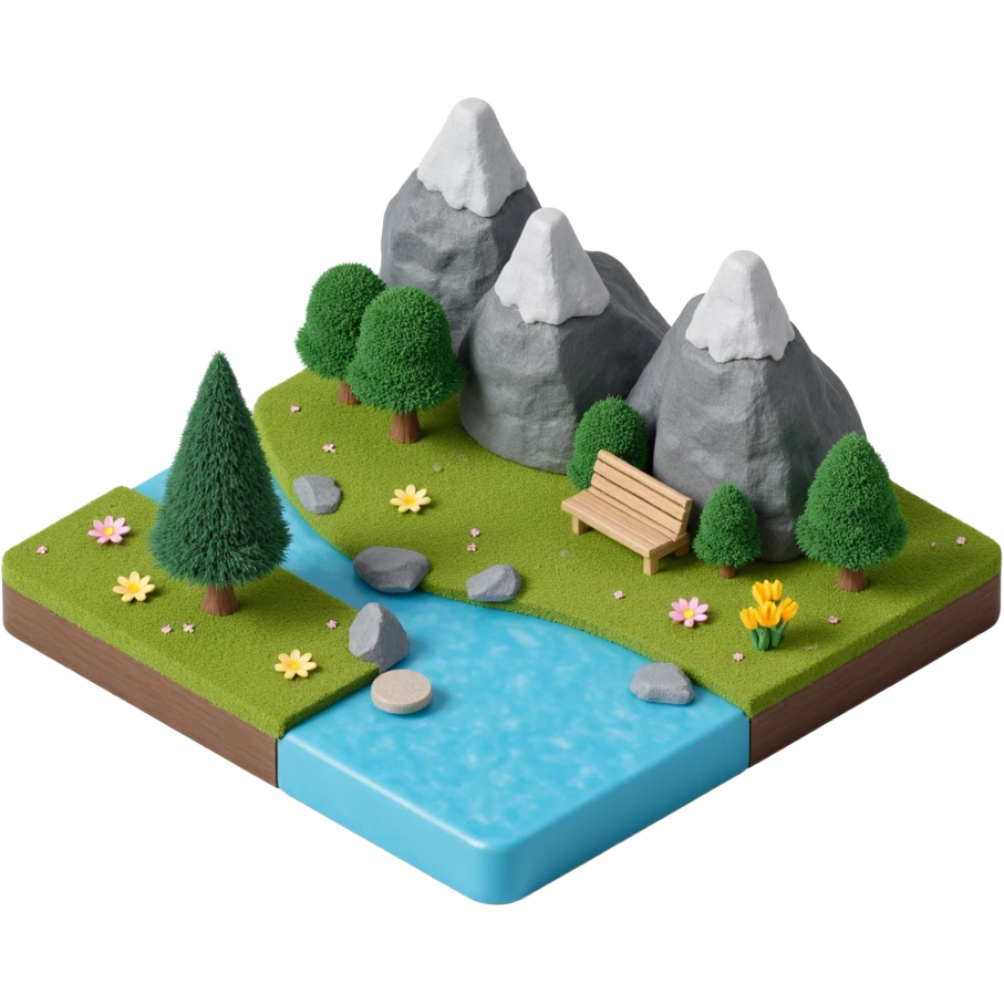 mountains with river flowing and sub emoji