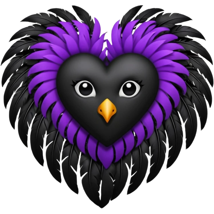 goth heart with purple lace and dark feathers emoji