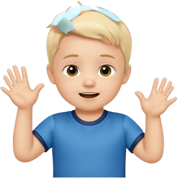 A toddler with a tiny jersey shirt, clapping with adorable enthusiasm emoji