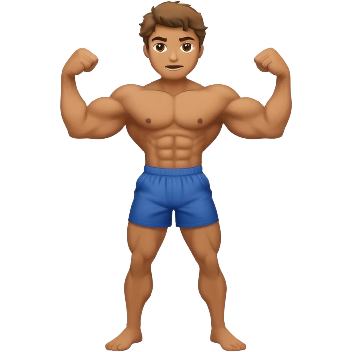 Man flexing full body face scrunched emoji