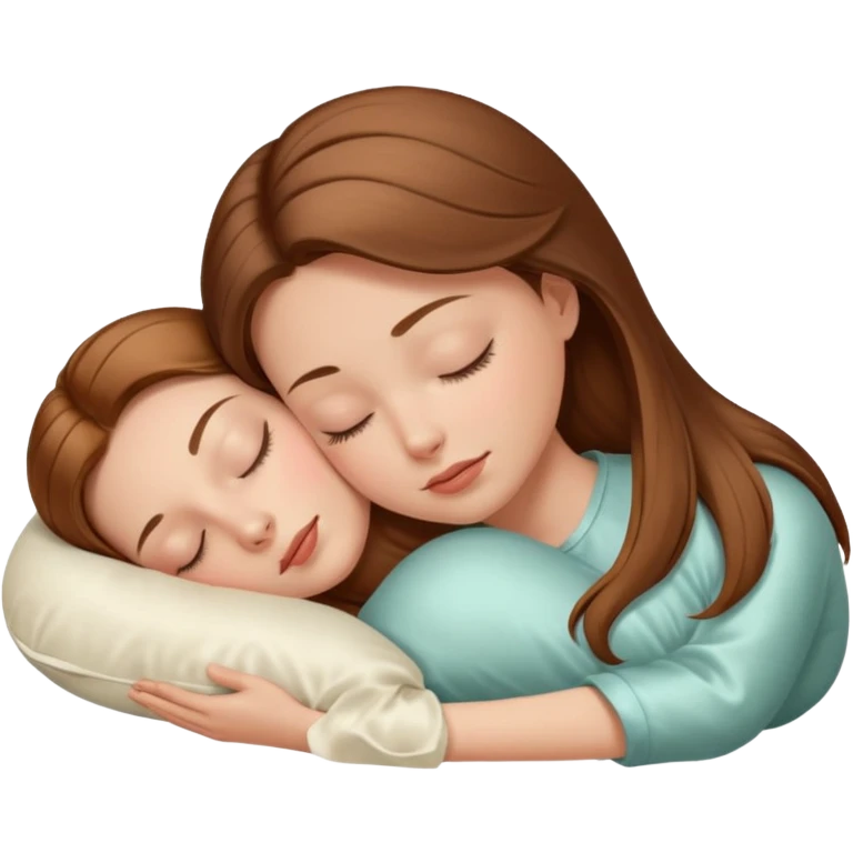 sleeping beauty, brown-haired white girl, head on a shiny silk pillow emoji