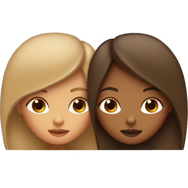 2 girls kissing, one brown and the other tan emoji