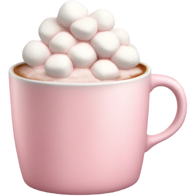 Light Pink mug of hot chocolate with marshmallows  emoji