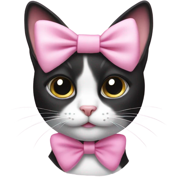 Black and white cat with pink bow emoji