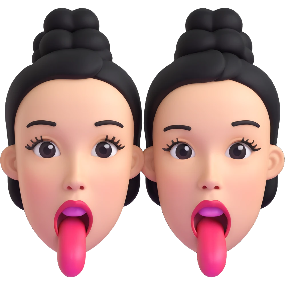 woman with two heads sticking out their tongues emoji