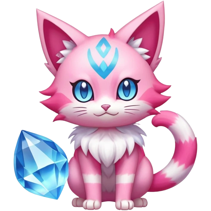 Shiny Magical Elemental Colorful Exotic Skitty-Delcatty-Pokémon-Fakémon-hybrid-creature (full body) emoji