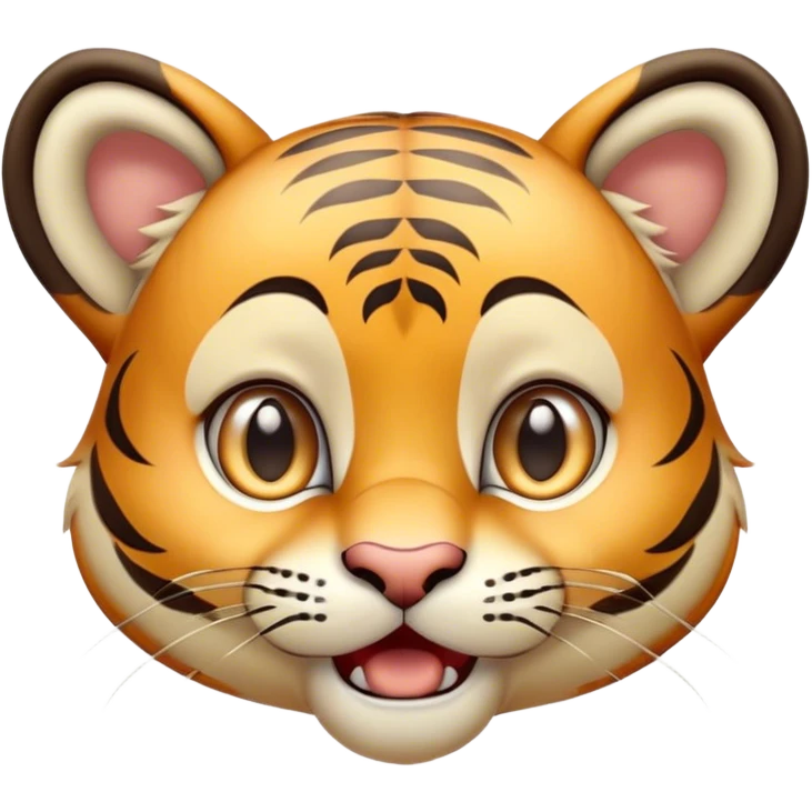 Cinematic Comical Tiger Cub Portrait Emoji, Head tilted dramatically with an exaggeratedly shocked expression, featuring a compact, endearing build with wide, comically expressive eyes full of humorous disbelief, Simplified yet hilariously expressive features, highly detailed, glowing with a slightly sassy wild glow, high shine, dramatic yet playful, stylized with an air of quirky feline attitude, soft glowing outline, capturing the essence of a meme-worthy tiger cub that looks ready to side-eye its way into viral fame! emoji