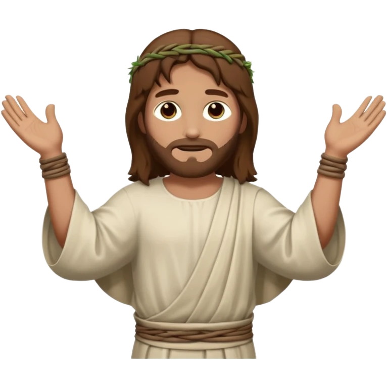 fullbody Lazarus, Jesus's friend, with brown hair, wrapped in burial bands, normal emoji style, arms raised emoji
