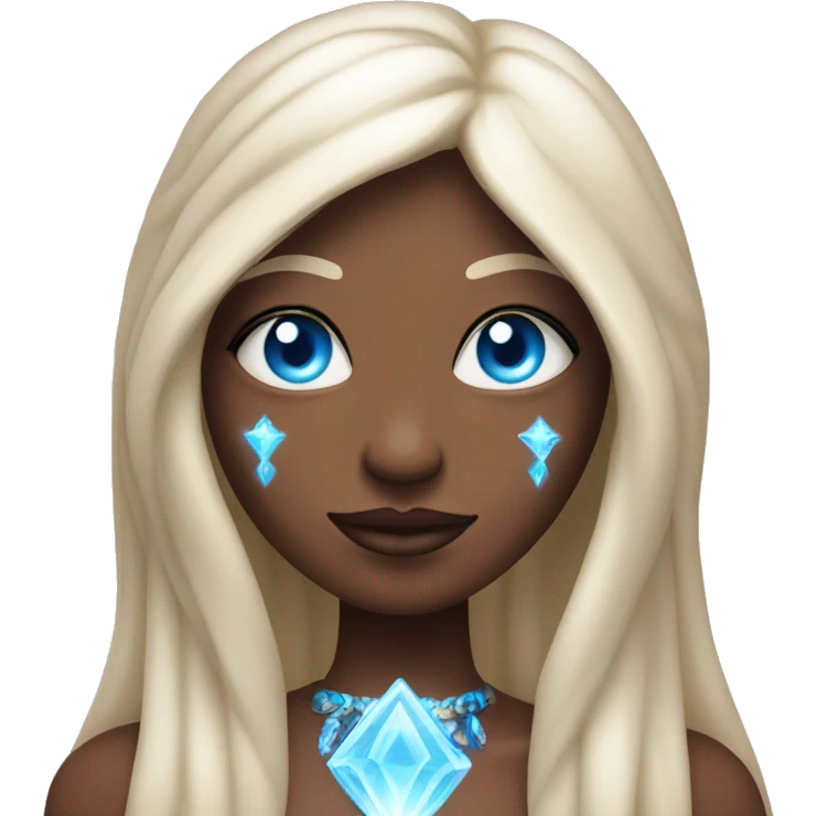 magical diva with thin pink andromedan skin long hair and blue eyes glowing third eye emoji