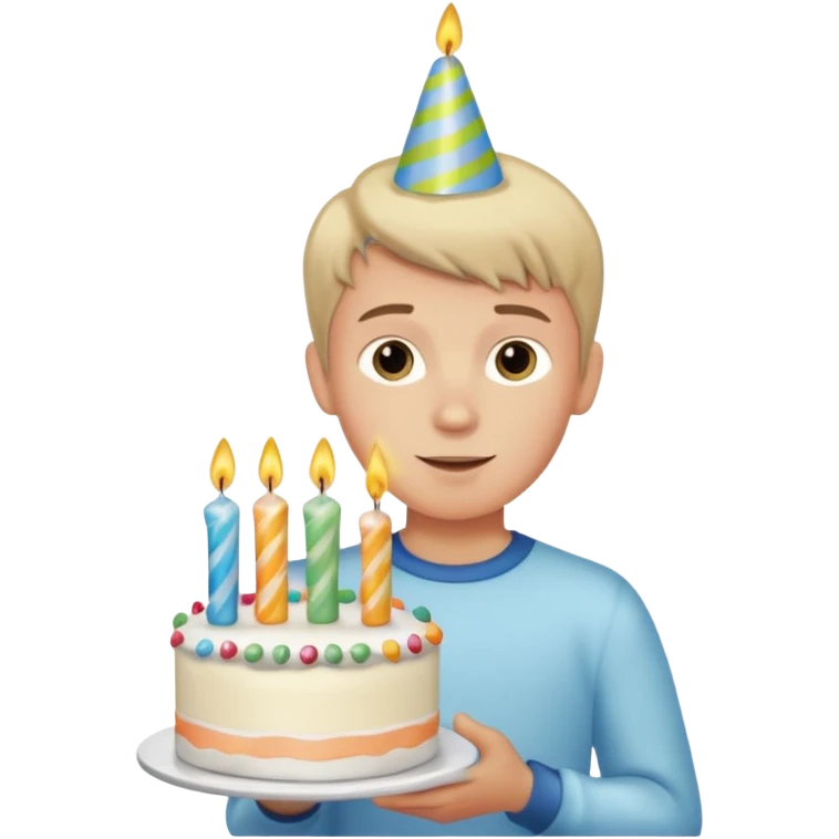 boy with birthday cake emoji