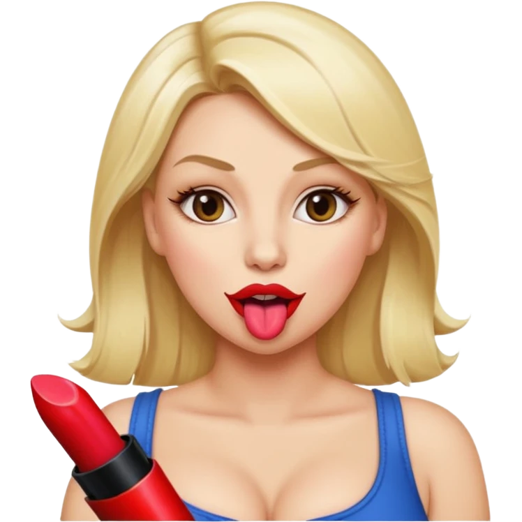 Naked blonde woman large breasts tongue out emoji