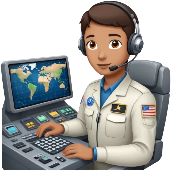 space mission flight director at command console with headset emoji